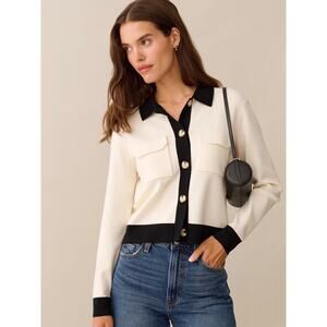 $222 New NWT Celia merino wool sweater black & white sz S
